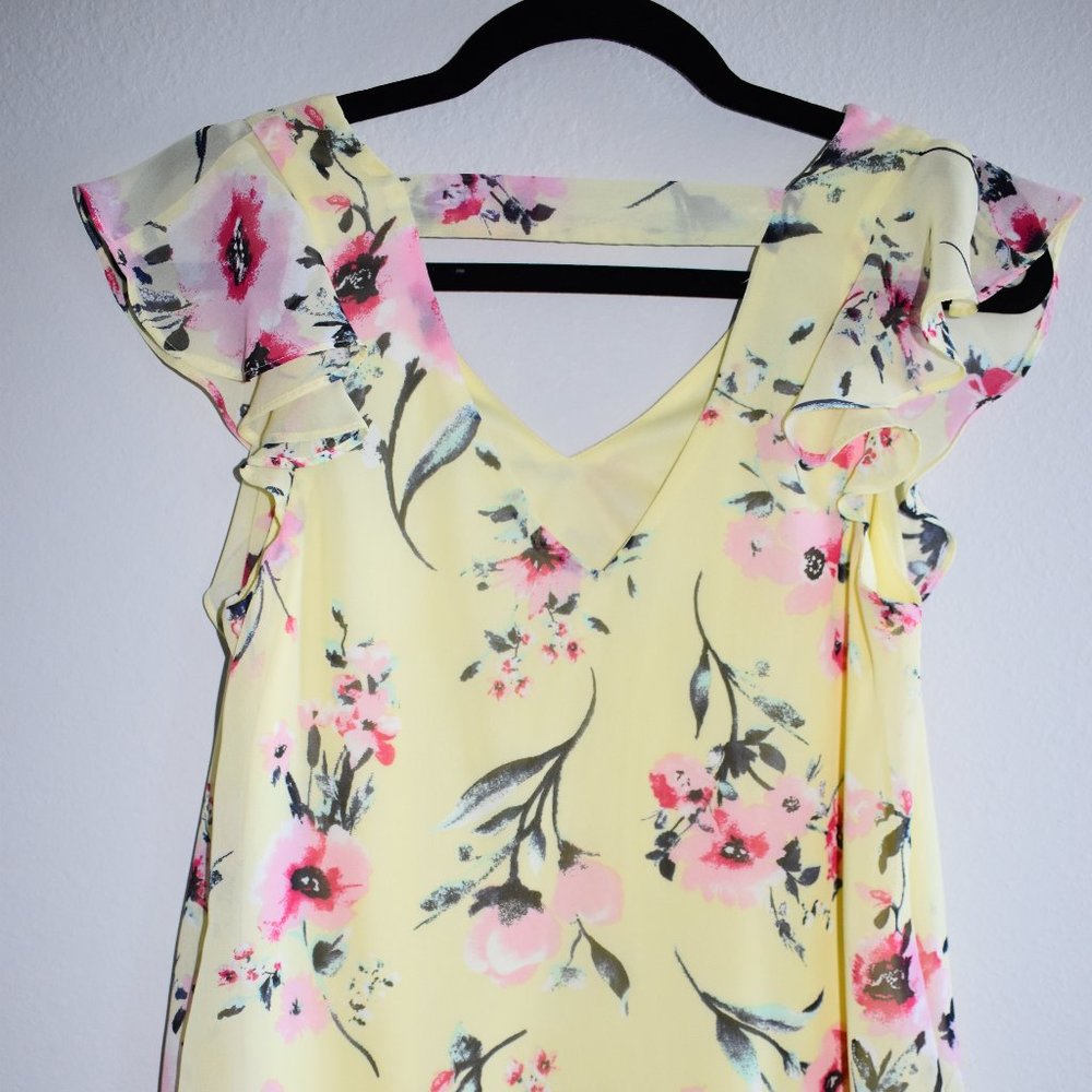A. BYER FLORAL YELLOW BLOUSE SZ S - Picture 7 of 8